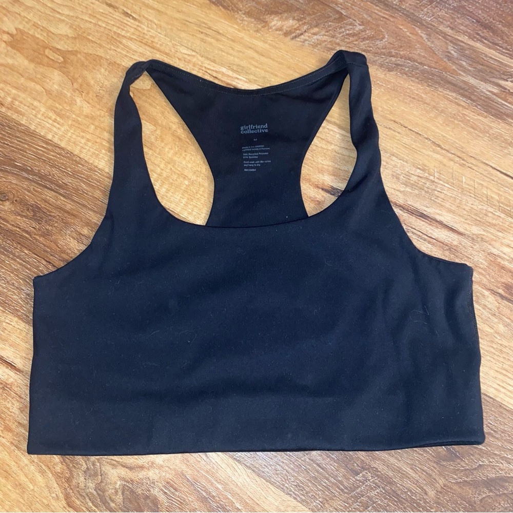 Girlfriend Collective Paloma Racerback Bra Women's M Black Athletic Sports